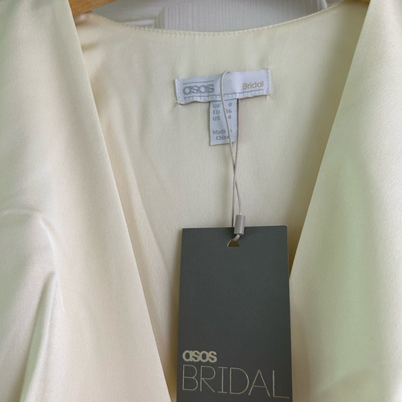 ASOS Wedding Dress - Off-White Satin, Retro Hollywood Glamour NWT Size 4 - Picture 6 of 14